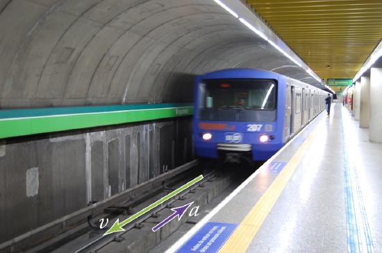 picture of a subway traveling along its underground rail line.