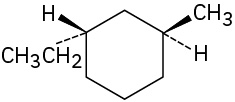 In a cyclohexane ring, C1 is wedge bonded to hydrogen and dash bonded to the ethyl group. C2 is dash bonded to hydrogen and wedge bonded to methyl group.