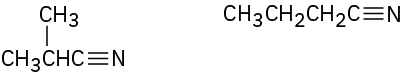 The molecular structures of two isomeric nitriles of butyronitrile are represented.