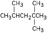 The molecular structure of 2,2,4-trimethylpentane featuring a five-carbon chain.