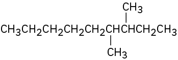 The molecular structure of 3,4-dimethylnonane is represented featuring a nine-carbon chain.
