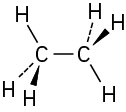 The wedge-dash structure of ethane.