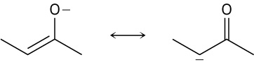 دو ساختار رزونانس یک ترکیب آنیونی که دارای یک زنجیره ۴ کربنی با یک پیوند دوگانه و یک آنیون اکسیژن در C2 است.