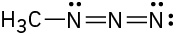 A methyl group is single bonded to a chain of three nitrogen atoms, connected by double bonds.