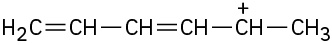 The structure has a 6-carbon chain with double bonds between C1-C2, C3-C4, and a positive charge at C5.