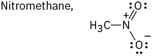 The Lewis structure of nitromethane.