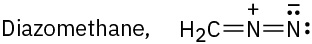 The Lewis structure of diazomethane.