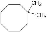 In an 8-membered carbon ring, C1 is bonded to two methyl groups.