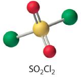 Ball and stick model of SO2Cl2.