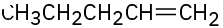 The condensed structural formula has a 5-carbon chain. C1 is double bonded to C2.