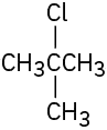 The structure of 2-chloro-2-methylpropane.