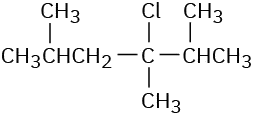 A chemical structure of 3-chloro-2,3,5-trimethylhexane.