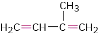 The condensed structural formula has a 4-carbon chain with double bonds between C 1-C 2 and C 3-C 4. C 3 is single bonded to a methyl group.