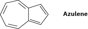 Azulene has a seven-carbon ring with three double bonds fused to a cyclopentadiene ring.