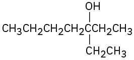 The structure shows a tertiary alcohol with a seven-carbon parent chain. Hydroxyl and ethyl groups are attached as substituents on C 3 of the chain.