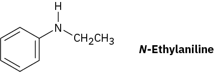 The structure of N-ethylaniline, a derivative of aniline where an ethyl group replaces one of the hydrogen atoms of the amine.