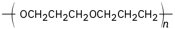 The structure shows a repeating unit of O C H 2 C H 2 C H 2 O C H 2 C H 2 C H 2 with subscript n.
