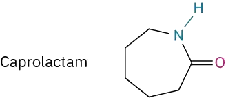 The caprolactam structure is a seven-membered cyclic cycloheptanone ring in which a nitrogen atom replaces the carbon adjacent to the carbonyl group.