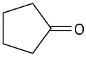 Chemical structure of cyclopentanone.
