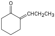 The structure shows a cyclohexanone ring with a C H C H 2 C H 3 side chain double-bonded on the second carbon.