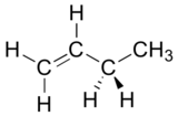 Wedge-dash structure of 1-butene.