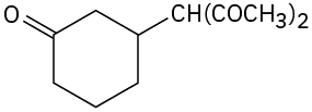 3-(3-oxocyclohexyl)pentane 2,4 dione structure shows a cyclohexanone bonded to C H (C O C H 3)2 group at the first carbon.