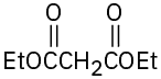 Structure of diethyl malonate, a 3-carbon chain with ethy esters on the terminal carbons.