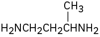 A three-carbon chain with, counting from the left, amine groups on the first and third carbon. There is also a methyl group on the third carbon.