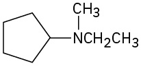 The structure of N-ethyl-N-methylcyclopentylamine. It comprises nitrogen with ethyl, methyl, and cyclopentyl substituents.