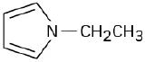 A five-membered ring, one member of which is nitrogen. There are double bonds at C 2 and C 4, and nitrogen has an additional ethyl substituent.