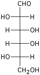 The Fischer projection of L-galactose.