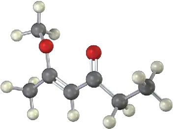 The structure has a 7-carbon chain with double bond between C 2-C 3. C 2 and C 6 are bonded to methyl and hydroxyl, respectively. Delta values are given.