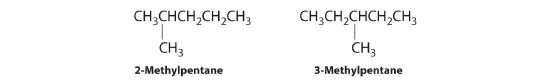 2-Methylpentane and 3-Methylpentane.