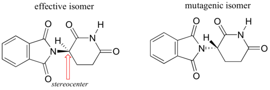 Bond line drawings of an effective isomer and mutagenic isomer. 