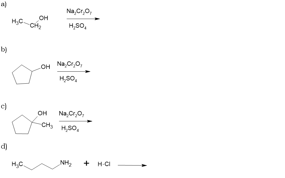 Prelab Assignment to predict products for given four reactions