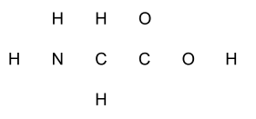 N C C O with two H atom around N, two H atoms around C, and an O atom above the second C (in addition to another O next to it)