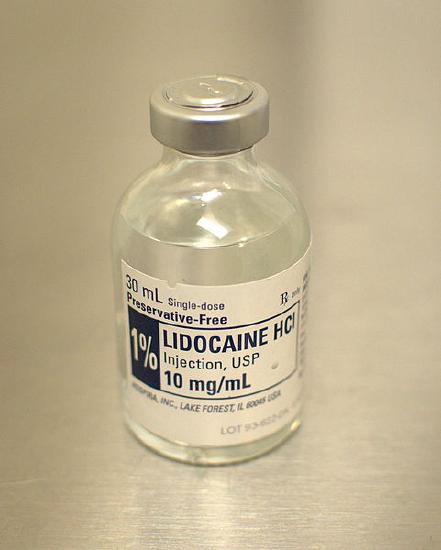 Bottle of lidocaine.