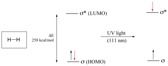 Hydroden has one lone pair and one unpaired electron in the sigma orbital and one unpaired electron in the sigma anti-bonding orbital. 