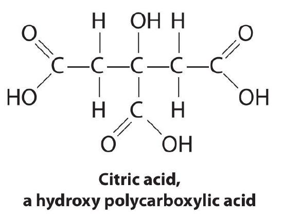 Citric acid, a hydroxy polycarboxylic acid.