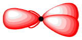 S p 2 orbitals drawn around a nucleus. 
