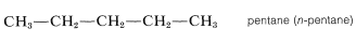 C H 3 enlace sencillo C H 2 enlace sencillo C H 2 enlace sencillo C H 2 enlace sencillo C H 3. Texto: pentano (n-pentano).