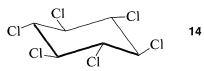 Chair conformer of cyclohexane. Each carbon has a chlorine atom attached equatorial.
