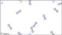 A few diatomic spheres are in a scattered random motion. 