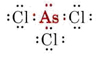 Diagram of an arsenic molecule sharing three pairs of electrons with three chlorine atoms.