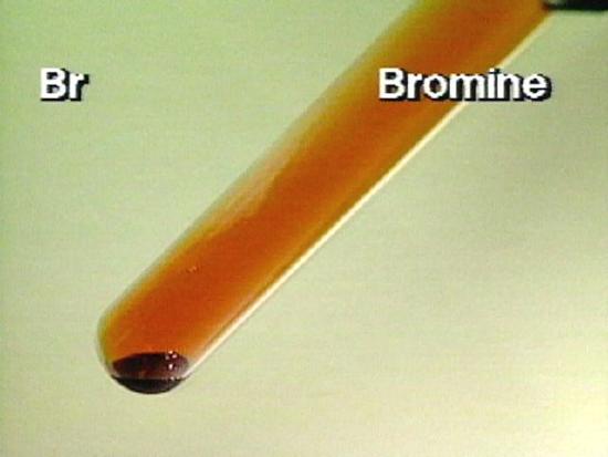 Bromine gas and liquid in a test tube