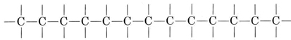 La estructura general de hidrocarburos muestra una larga cadena carbonada.