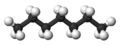 Ball and stick model of heptane. 