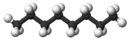 Ball and stick model of octane. 