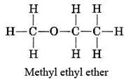 Structure diagram of methyl ethyl ether. 