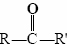 "C" double bonded to 1 "O" and single bonded to 1 R group and 1 R prime group. 